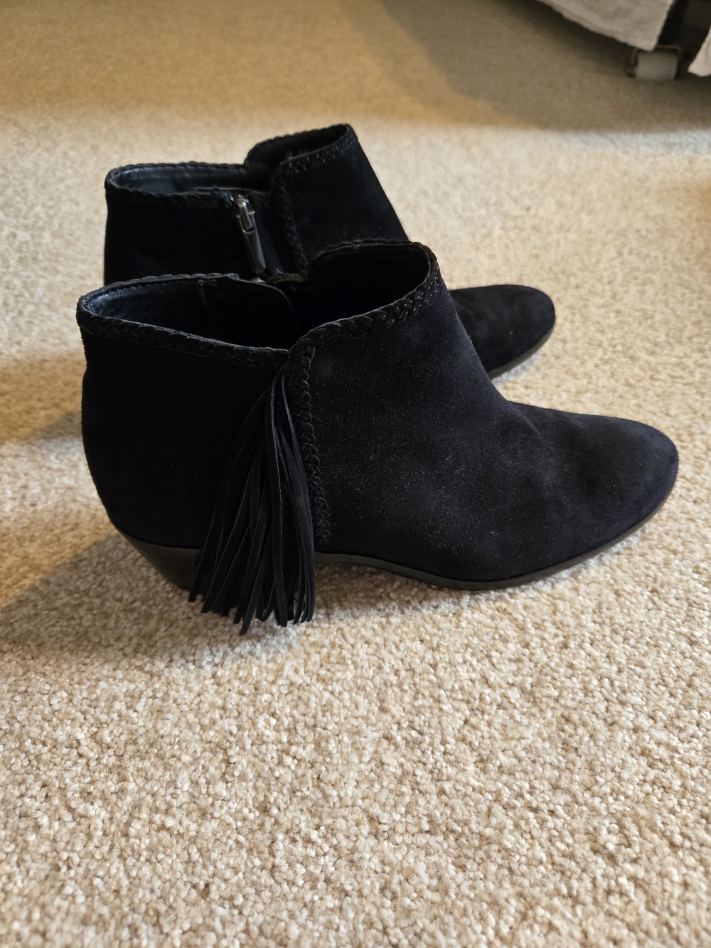 Sam Edelman Black Suede Ankle Booties with Tassel Detail